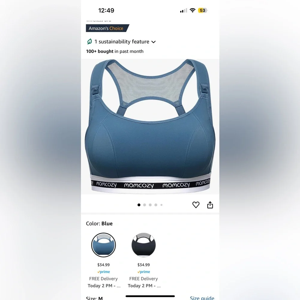 Blue and White Racerback Bra with Medium Support - Picture 5 of 5